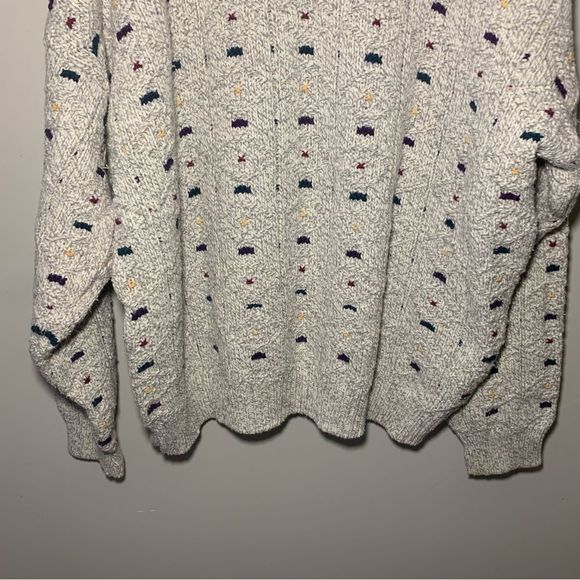 VINTAGE Made in USA Northern Reflections White/Grey Knit Sweater (Size Large) - Picture 6 of 13